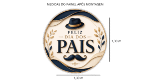 amostra de painel redondo dia dos pais com folhagens discretas, bigode e chapéu