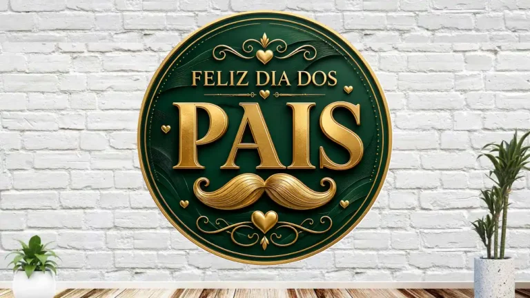 Imagem completa de referência do painel redondo em verde-esmeralda com detalhes dourados e bigode central