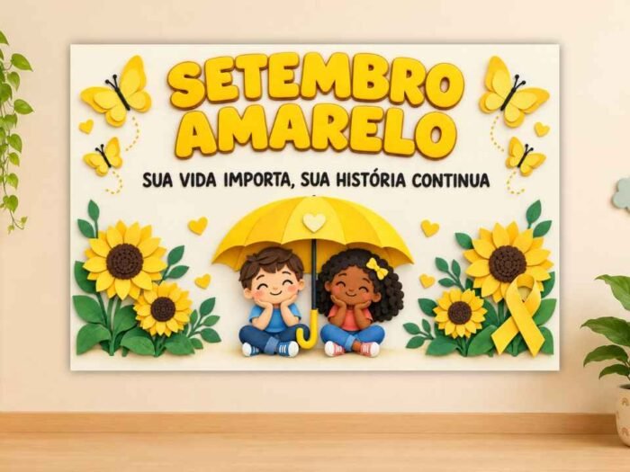 Painel estilo 3d setembro amarelo: sua história continua